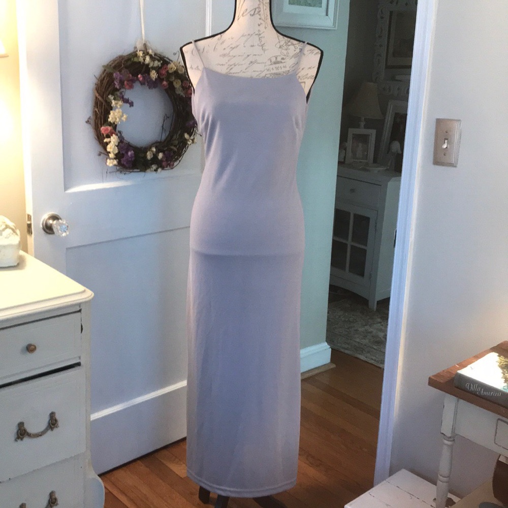 Gray, floor length, size small evening dress